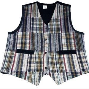 Vintage Wool Plaid Check Vest Made In India